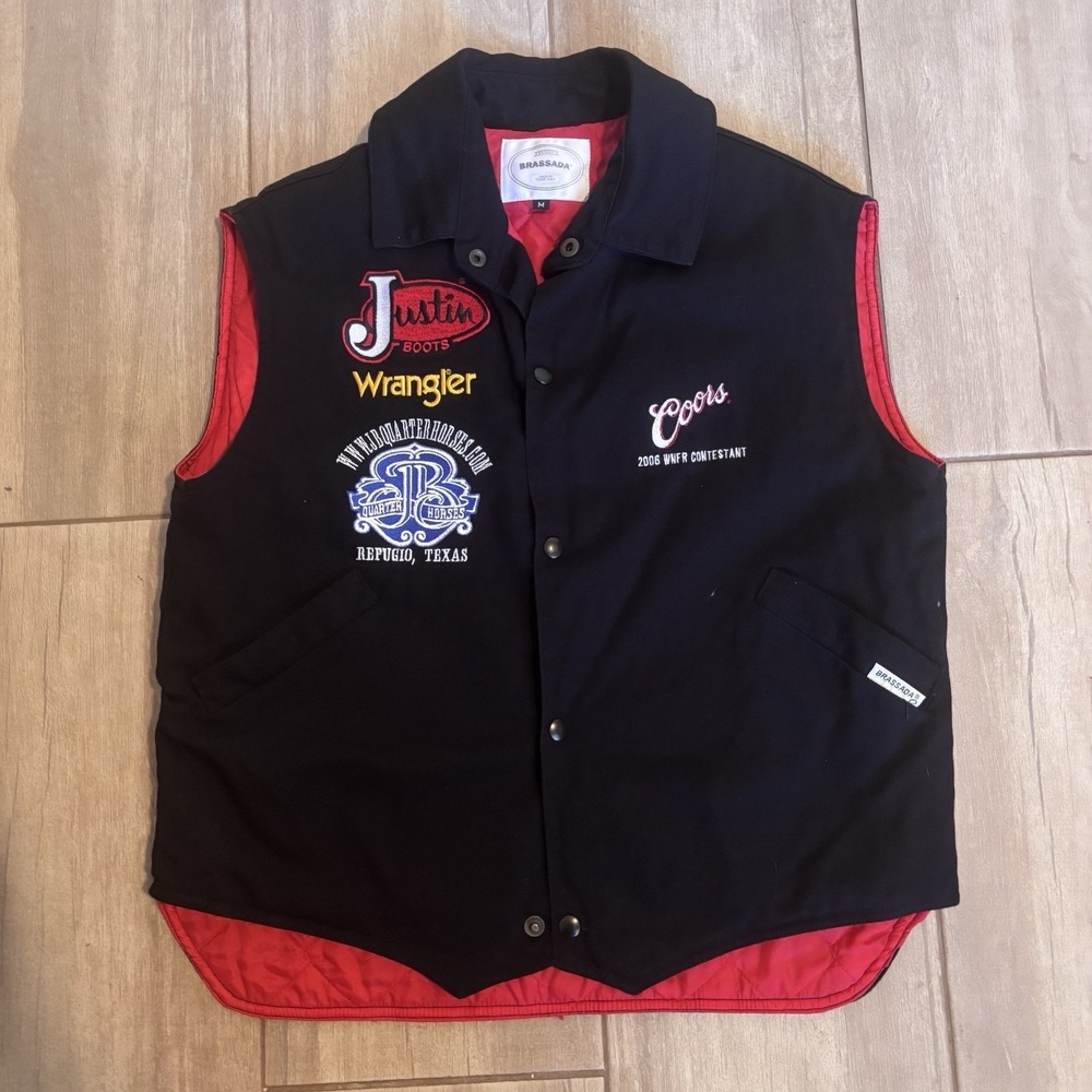 Vintage 2006 WNFR Contestant Finals Vest Size M Brassada WPRA Black Womens Rodeo